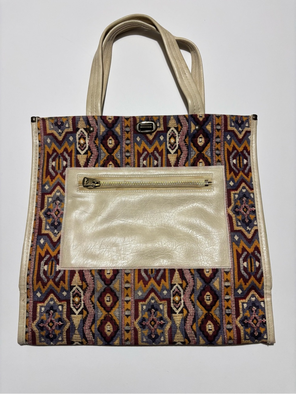 Vintage 70s Mid Century Modern Carpet Tote Bag